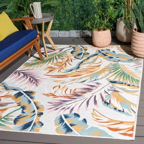 SAFAVIEH Cabana Outdoor Rug 5'1"x7', Ivory & Multi CBN452B by Unknown