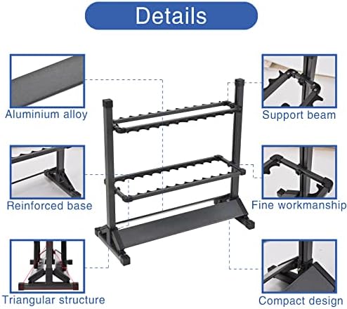 JOYWAVE Aluminium Fishing Rod Holders, Portable Fishing Rod Rack, Holds Up to 24 Rods, Modern Matte Black, 27.9x12.6x27.5 inches - Image 7
