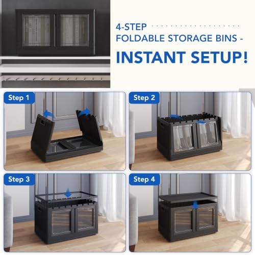FLEXIMOUNTS 228 QT Stackable Plastic Storage Bins With Lids, Black - Image 2