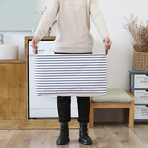 Hinwo 70L Extra Large Canvas Storage Bin with Lid and Handles, 6-Pack - Image 2