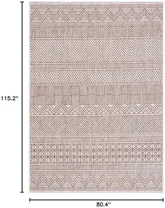 SAFAVIEH Washable Rug Outdoor Courtyard Collection - 6'7" x 9'6", Grey & Brown, Non-Shedding & Easy Cleaning, Ideal for Patio, Backyard, Mudroom (CY8196-36312) - Image 5