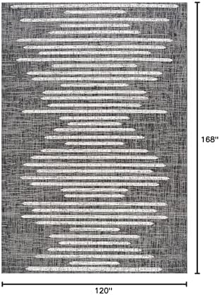 JONATHAN Y Stripe Geometric Indoor Outdoor Area Rug 10X14 Black/Ivory, Zolak Berber for Backyard, Patio, Porch, Easy-Cleaning, High Traffic, Pet-Friendly, Non-Shedding (SMB124E-14) - Image 2