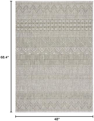 SAFAVIEH Washable Rug Outdoor Courtyard Collection - 4' x 5'7", Grey & Olive Green, Non-Shedding & Easy Cleaning, Ideal for Patio, Backyard, Mudroom (CY8196-37912) - Image 6