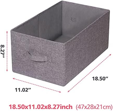TENABORT Set of 5 Closet Organizer Bins with Handle, Fabric Foldable Storage Baskets Cloth Box Containers for Shelves Home Office Clothes Clothing, Gray, Jumbo - Image 2