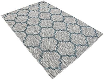Unique Loom Outdoor Trellis Collection Area Rug (4' 1" x 6' 1" Rectangle, Gray/ Ivory) - Image 5