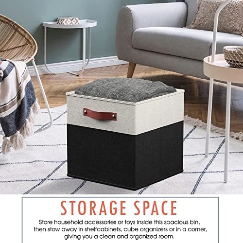 Ornavo Home 11x11 Foldable Fabric Storage Cube Bins, 6 Pack, White/Black - Image 4