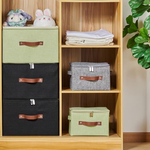 4PCS Storage Bins with Zipper Lids Decorative Lidded Basket Box - Image 5