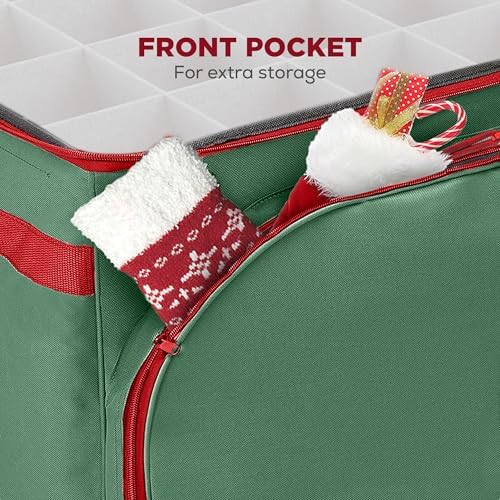 HOLDN’ STORAGE Premium Christmas Ornament Storage Container - Holds Up to 72-4” Ornaments Durable 600D Fabric - Adjustable Dividers - 3 Individual Trays - Metal Frame - Green - Image 5