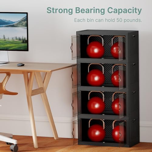 UAMFURI 192QT Lockable Plastic Storage Bins, 4 Pack Collapsible Cabinets - Image 6