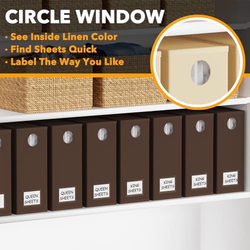SpaceAid 8 Pack Bed Sheet Organizers and Storage, Foldable Linen Closet Organizer, Set Folder Keeper With Window XL (Queen & King Size) Bedding Container (Brown) - Image 4