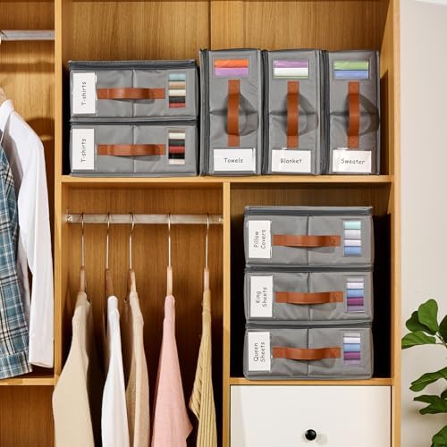 6pack Bed Sheet Organizer, Foldable Linen Closet Organizers and Storage with Sealed Design, Queen & King Size Sheet Storage with Window, Closet Organizer for Bedsheets/Blankets/Clothes, Grey - Image 2