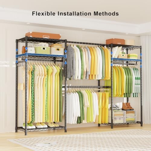 Ulif E1 Heavy Duty Closet Garment Rack, Easy to Assemble Wardrobe, Black - Image 5