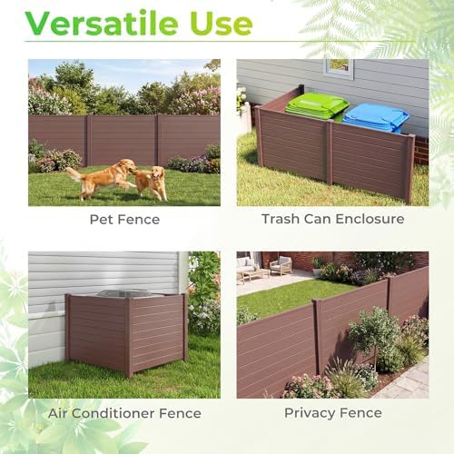 GIANTEX No-Dig Air Conditioner Fence, 3 Panels, 48''W x 36''H, Brown - Image 2