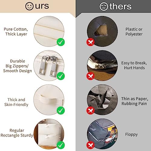 6 Pack Canvas Comforter & Blanket Storage Bags with Clear Window, Beige - Image 5