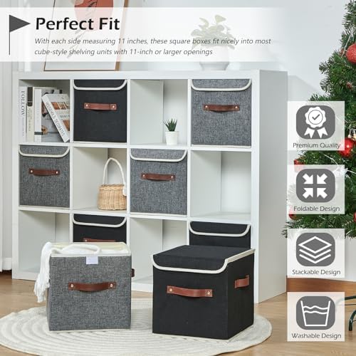 4PCS Storage Cubes with Lids Cotton Linen Fabric Bins Boxes - Image 3