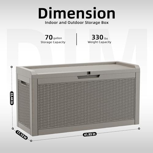 Vixzen 70 Gallon Deck Boxes Outdoor Waterproof, Lockable Resin Storage Box with lid for Furniture Cushions, Weatherproof Containers Outside Storage Boxes for Garden Patio Pool Tools(Grey, 70 Gallon) - Image 7