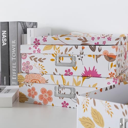 Soul & Lane - Keepsake Storage Boxes with Lids, Set of 3, Floral Collage - Image 4