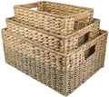 YAHUAN Natural Water Hyacinth & Seagrass Woven Storage Baskets – Wicker Storage Basket Organizer Bins with Handles for Home & Office Pantry Shelf (Set of 3) by YAHUAN