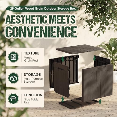 Devoko 29 Gallon Deck Box, Waterproof Resin Outdoor Storage Box - Image 7