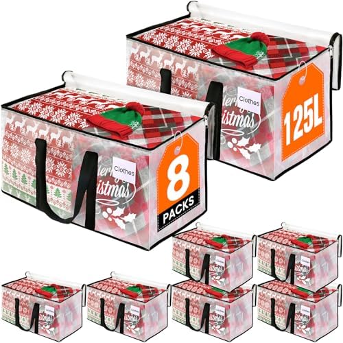 RoomHacks Moving Bags, Heavy Duty Large Storage Bags, 125L, 8 Pack, Clear by RoomHacks