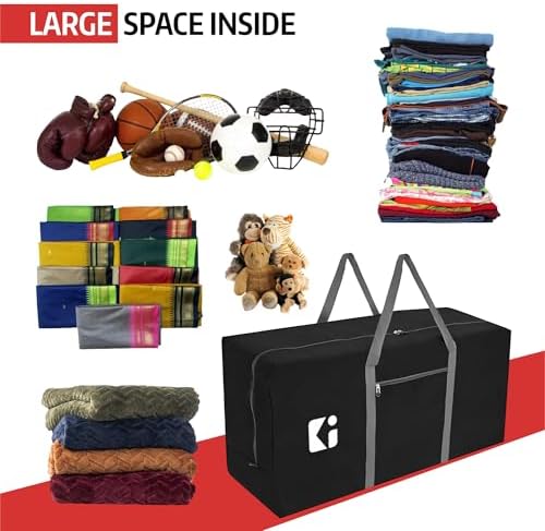 Kuber Industries Pack of 3 Durable (2 Compartments) Storage Bags For Clothes Large With Zip | Packers & Movers Under Bed Storage Organizer Box for Clothes, Blanket & Toys | Grey & Black - Image 6