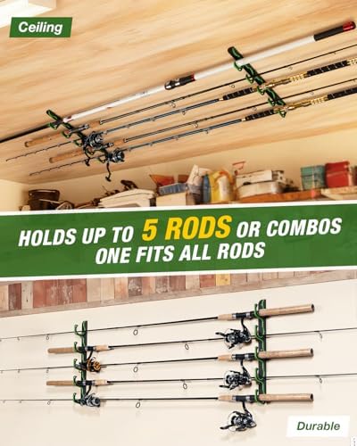 Ghosthorn Fishing Rod Rack,Wall or Ceiling Mounted Pole Holder Garage - Image 2