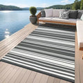 GAOMON Modern Lines 9x12 Outdoor Rug Waterproof Geometric Striped Reversible Camping Plastic Straw Carpet UV-Resistant Lightweight Portable Modern Indoor Outdoor Rugs for RV Deck Balcony, Grey White by GAOMON