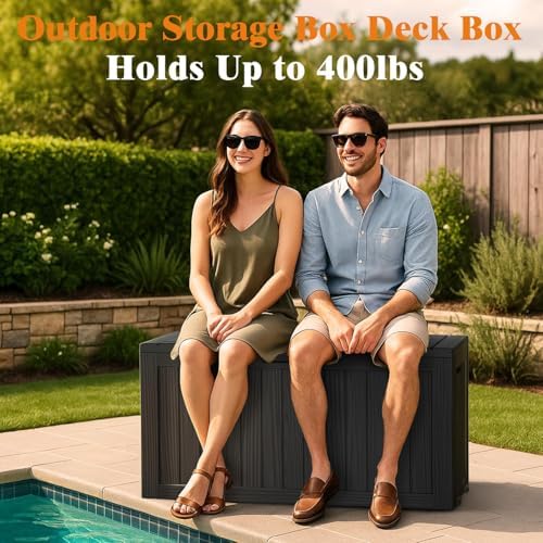 Outdoor Deck Storage Box, 75 Gallon Deck Box,Lockable Patio Storage Bench - Image 4