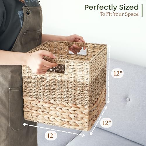 CHI AN HOME 12x12 Baskets for Cube Storage, Wicker Cube Storage Bins Set 4 - Image 3
