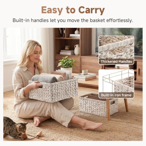 StorageWorks Large Wicker Baskets for Storage, White Wicker Baskets, 2-Pack - Image 4