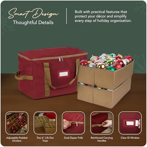 Covermates Adjustable Ornament Storage Bag, 19.25" W x 13" D x 12.5" H, Red - Image 4