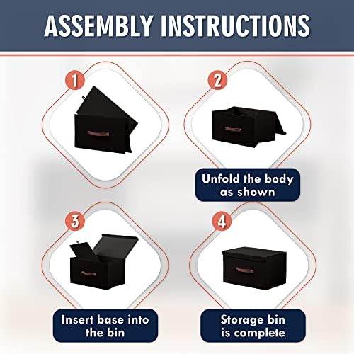 Ornavo Home 6 Pack Collapsible Storage Bins with Lid, 16.5x11.8x7.5, Black - Image 7