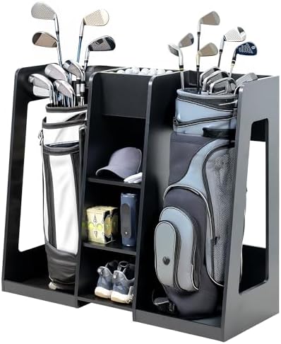 Life Finds Golf Bag Organizer, Storage Holder for Garage with 2 Side Compartments, 3 Middle Cubbies, and More, Black, LF-GBS1 by LifeFinds