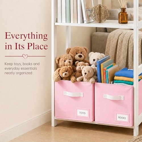 Storage Cubes 10 Pack, 11 Inch Fabric Storage Bins Organizer with Labels, Odor-Free & Sturdy PP Structure, Collapsible Cubby Baskets for Closet, Shelves, Toys & Nursery (Pink) - Image 6