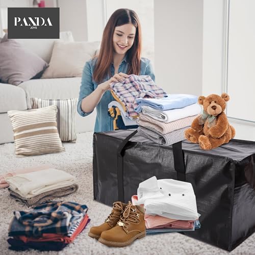 PANDA JOYS Extra Large Moving Bags with Zippers & Carrying Handles, Heavy-Duty Storage Tote for Space Saving Moving Storage, Fold Flat, Alternative to Box and Bin - 12 Pack, Black - Image 6