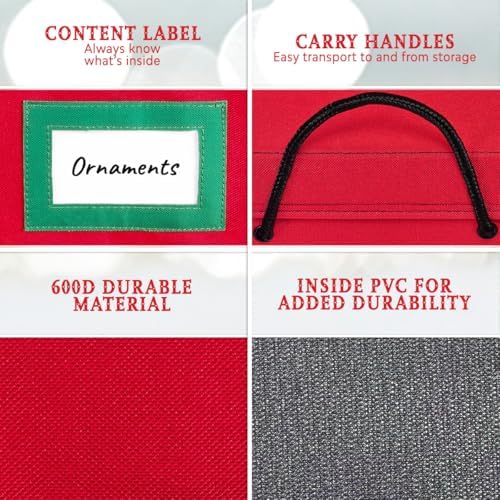 HOLDN’ STORAGE Christmas Ornament Storage Container Box with Dividers – Convenient Durable 2 Individual Removable Trays Fits Up to 48-3” Ornaments. - Image 4