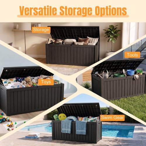 Outdoor Storage Box, 240 Gal Waterproof Resin Deck Box w/Support Rod - Image 5