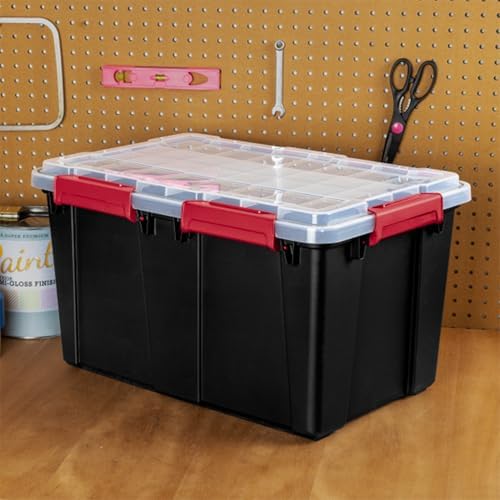 Sterilite 16 Pack Gasket Box, Stackable Plastic 13.5 Gallon Storage Container with Lids, Black - Waterproof and Dustproof Tote for Home Organization - Image 5