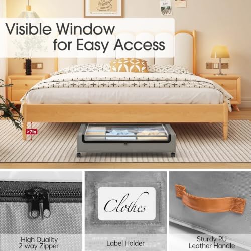 Yecaye 4 Pack Under Bed Storage with Wheels, Under Bed Storage Containers with Lids, Large Under Bed Rolling Storage with Clear Window & Label, Rolling Drawers for Clothes, Blankets, Books - Image 5