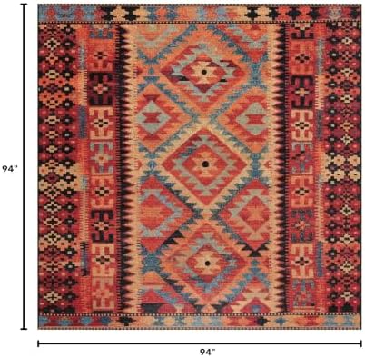 Unique Loom Outdoor Tribal Collection Area Rug - Tortuguero (7' 10" Square, Multi/ Blue) - Image 2