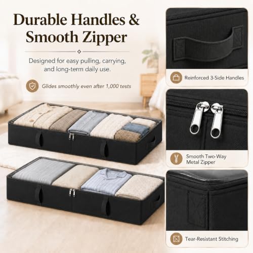Side-Supported Under Bed Storage Containers, 8 Inch 80L Clothes Storage Bin - Image 6