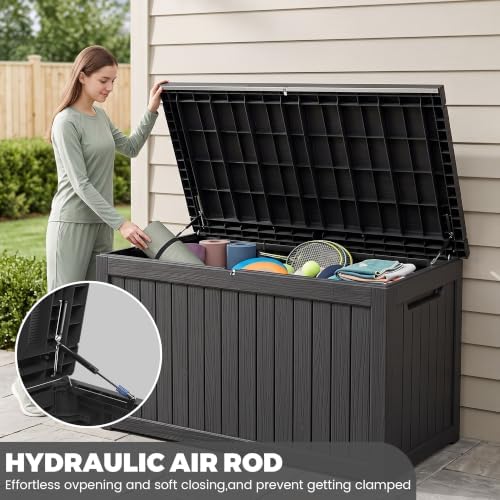 275 Gallon Resin Deck Box-Organization and Storage for Patio Storage Box Outdoor Cushions, Throw Pillows, Garden Tools and Pool Accessories, Black - Image 5