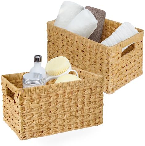 GRANNY SAYS Wicker Storage Baskets, Waterproof Woven Baskets, 2-Pack by GRANNYSAYS