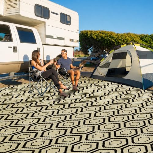 10x20 Outdoor Rug, Plastic Woven Patio Mat, Waterproof RV Camping Rug by fifame