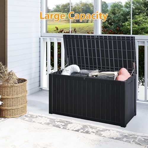 180 Gallon Deck Boxes Outdoor Waterproof, Outdoor Storage Box with Lockable Lid & UV-Resistant for Patio Furniture, Outdoor Cushions, Garden Tools and Pool Supplies, Black - Image 4