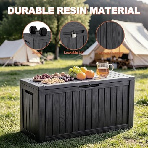 EFU Outdoor Storage Box 140 Gallon Deck Box, Waterproof Resin, Black - Image 3