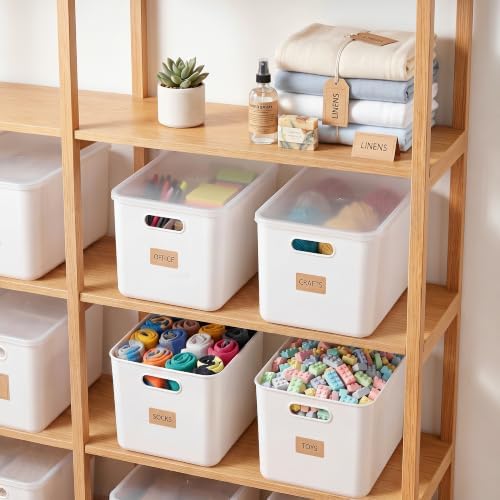 Citylife 24QT Plastic Storage Bins with Lids White Box with Handles, 4-Pack - Image 2