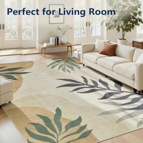 UKISS Washable Outdoor Rug Carpet，Non Slip Portable Outdoor Patio Rugs，5' x 8' Indoor Out Door Mats，Large Leaf Outdoor Area Rugs Mats for Patio，Picnic,RV,Backyard, Deck, Balcony, Porch, Beach - Image 7