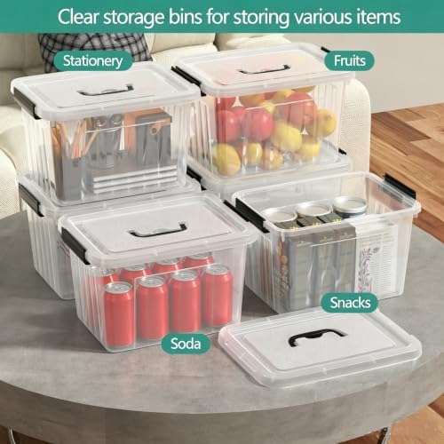 Clear Storage Latch Bin 12 Quart, Plastic Organizing Box, 6-Pack - Image 4