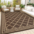 GAOMON Outdoor Rug 10x14 ft, Waterproof Reversible Patio Rug for Outdoor Deck, Large Plastic Straw Mat for Camping, RV & Picnic, Easy Clean, UV Resistant Indoor Outdoor Carpet,Geometric-Brown&Coffee by GAOMON